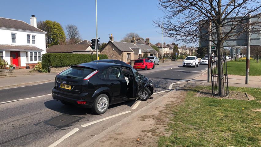 The crashed car on Arbroath Road