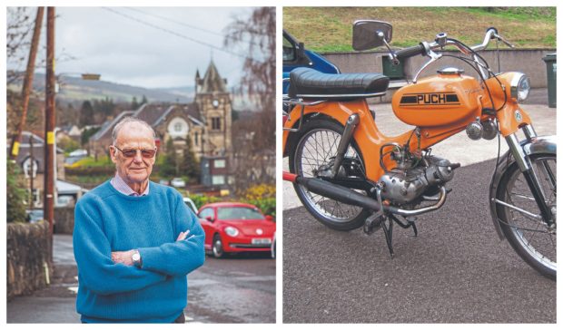 Neil Cowan and the 1976 Puch Falco.The moped, which he bought as a wreck around 15 years ago and painstakingly rebuilt, has been stolen.