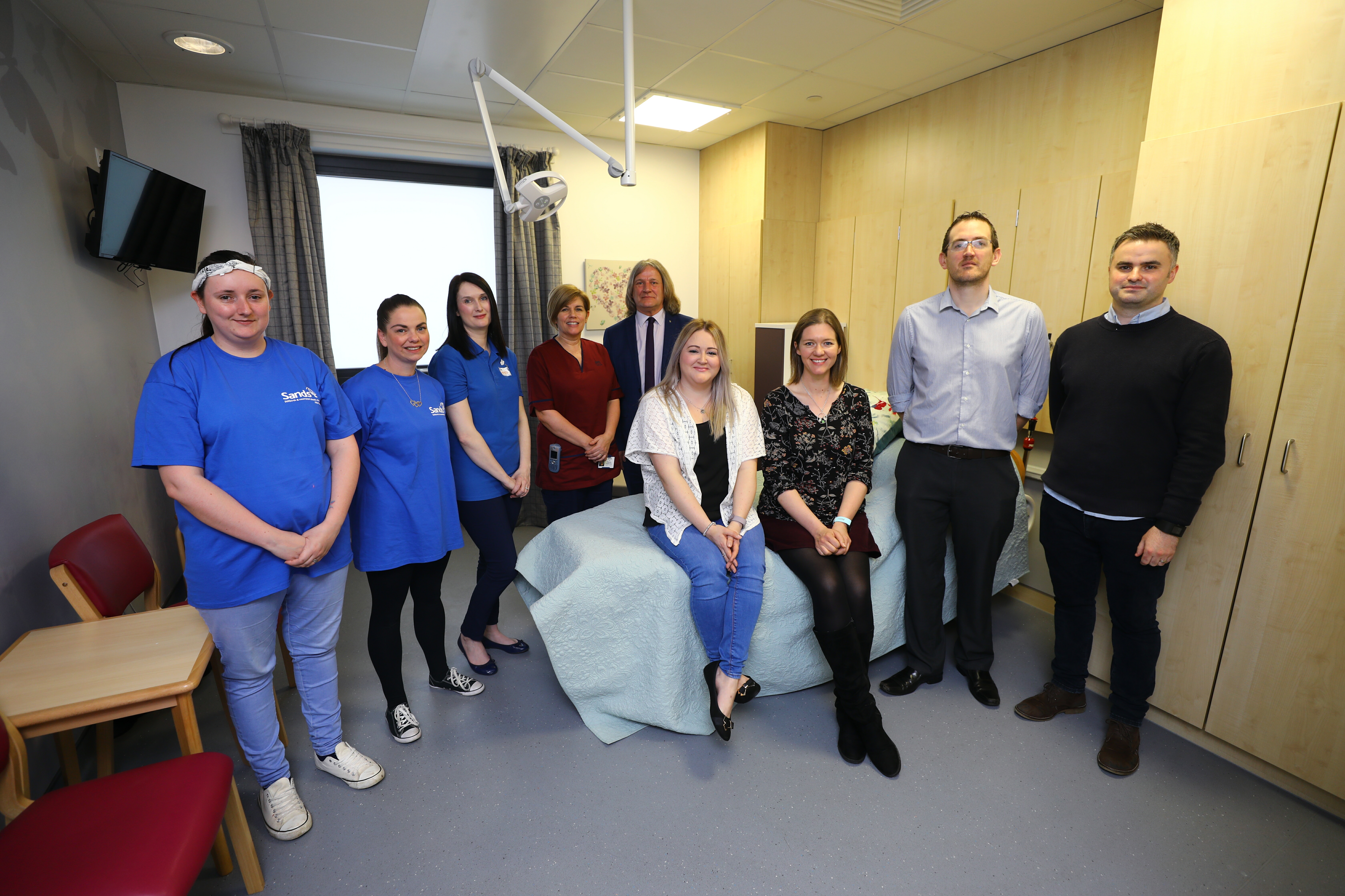Lyndsay Smith, Fiona Taylor, Janine Norris - all Fife Sands, Pamela Galloway - Midwifery Manager, David Torrance MSP, and front, Heather Slattery, Cathy Roberts, Mike Roberts and James Slattery - the main fundraisers, at the opening of the new bereavement suite at Victoria Hospital in Kirkcaldy today.