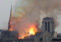 Flames rise from Notre Dame cathedral.