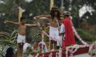 Catholic children take part in an aquatic re-enactment of the Way of the Cross on Lake Cocibolca, or Lake Nicaragua, in Granada, some 48 km from Managua..