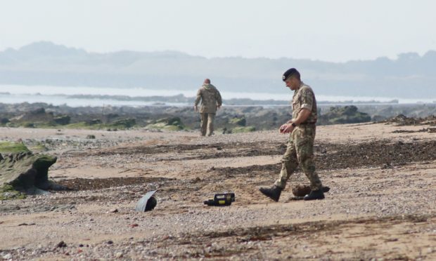 War-time bombs washed up on Easthaven Beach.