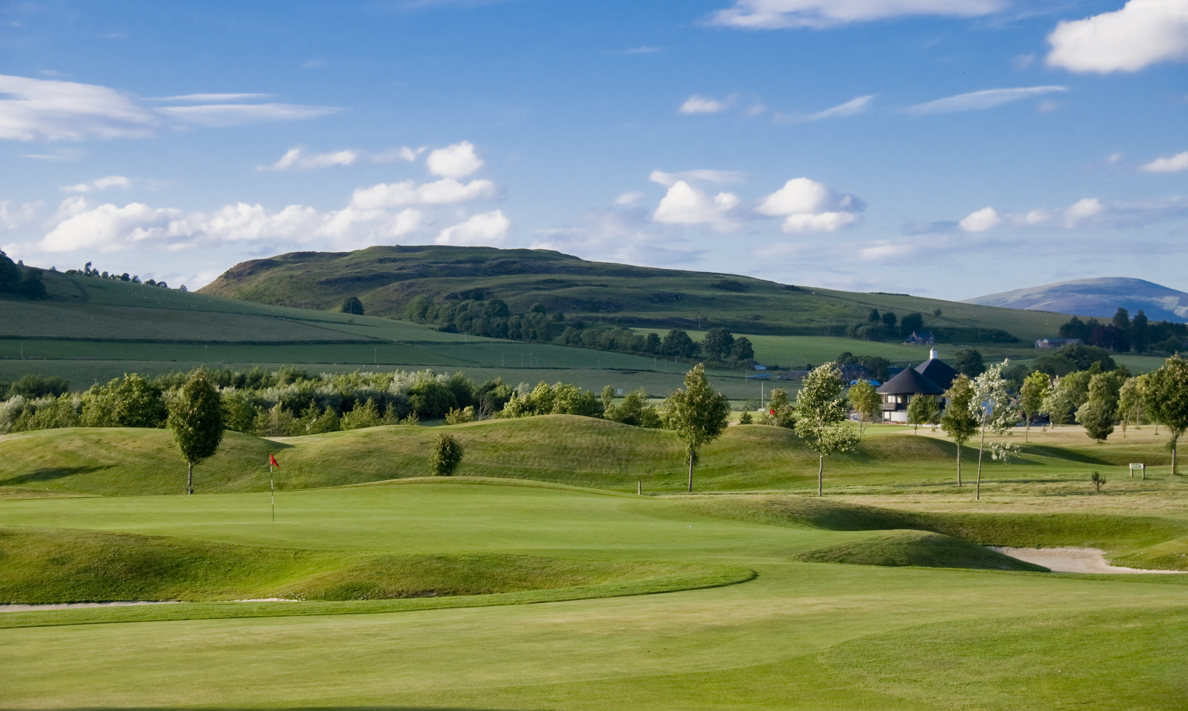Glenisla golf club house and course in countryside setting near Alyth