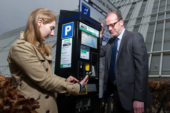 Antonia Hobden from Just Park and Councillor Mark Flynn.