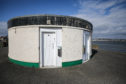 General view of the exterior of public toilets at Tayport Harbour.