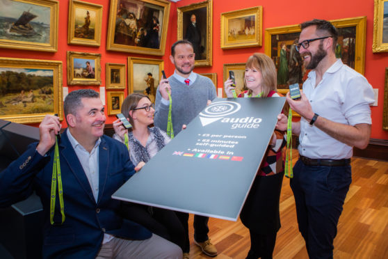 From left: Billy Gartley, Laura Brown,Dennis McFarlane,, Tina Ogilvie and Gareth Jackson-Hunt with the audio guides.