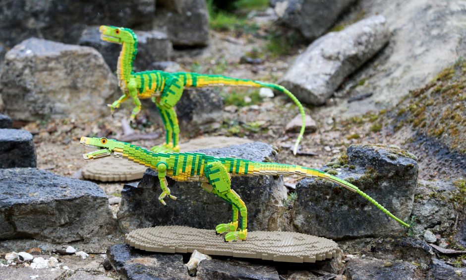 Compsognathus' made out of Lego.