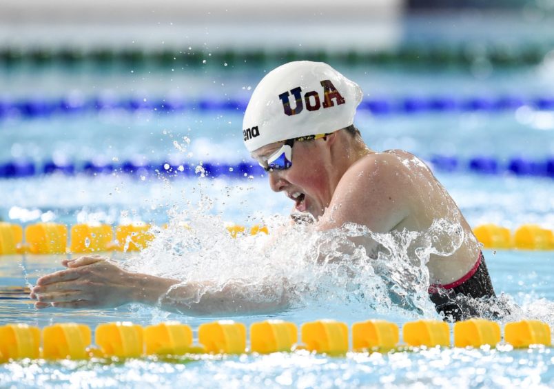 Hannah Miley competing in Heat 7 of the Women's 200m Breaststroke.