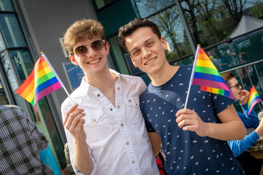 Matthew Gray (18) and Gabriele Uboldi (20) celebrating at Pride.