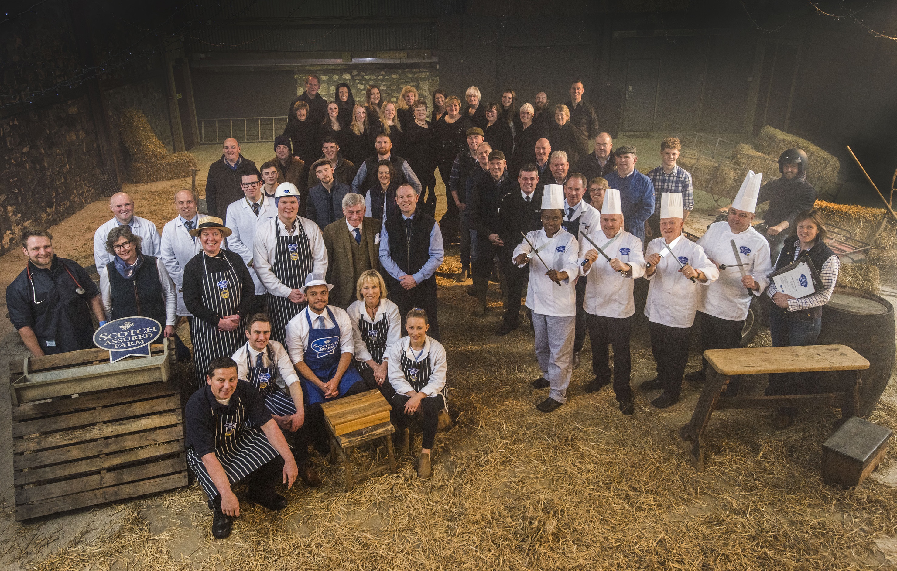 The cast of the Scotch Beef Know Your Beef TV advert.