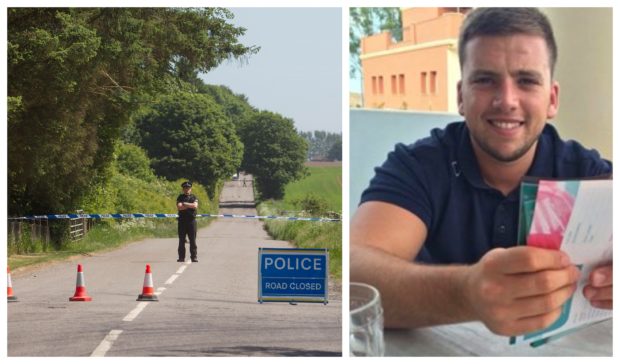 Police near Loch Kinnordy (left) and Steven Donaldson (right).