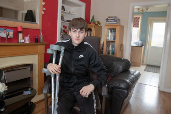 16-year-old Taylor Copland, who broke his hip after being hurled to the ground on the tagada ride at the Links Market in Kirkcaldy last week.