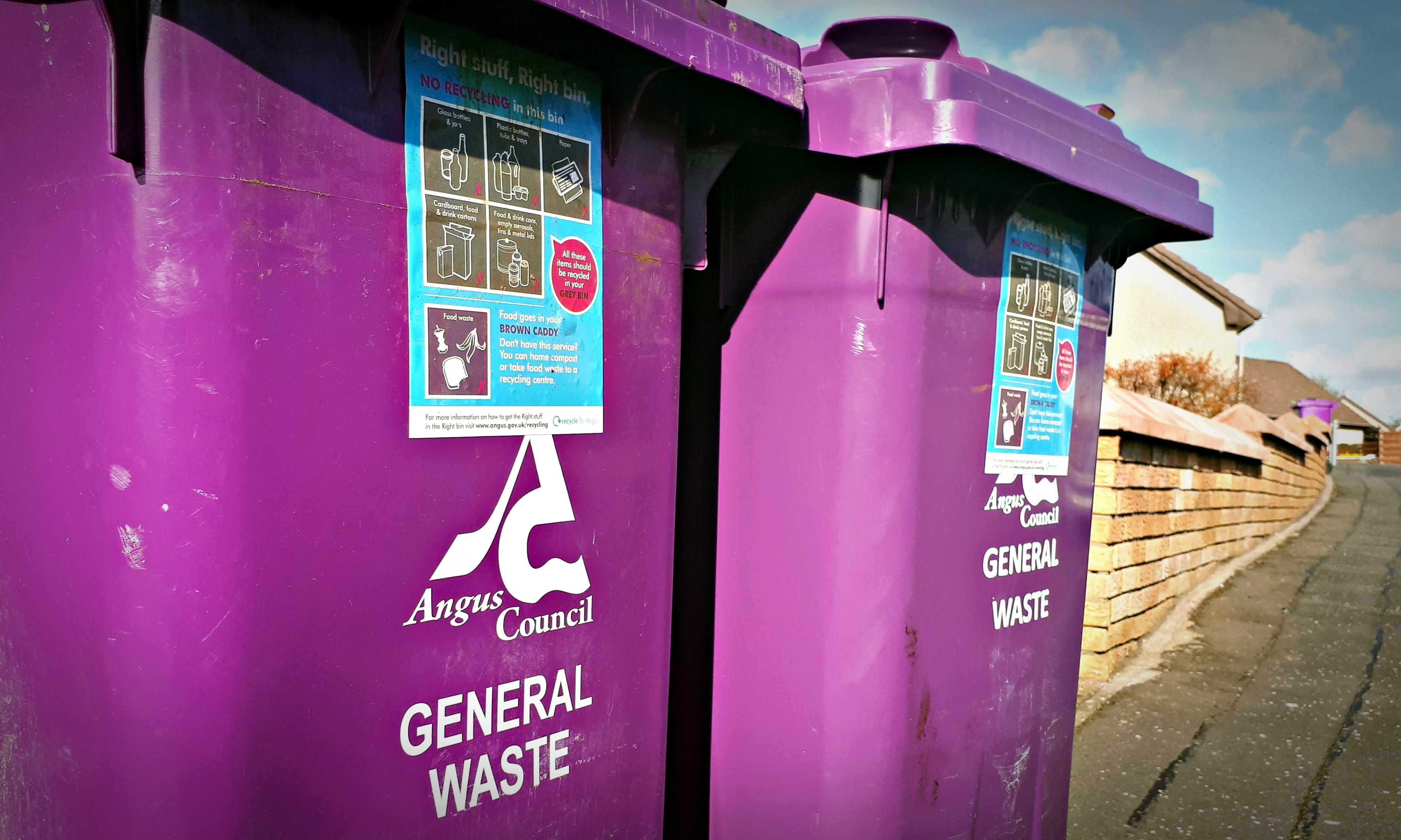 Angus businesses face a bin collection charge hike of 11.3% after new proposals approved for this year. Image: DC Thomson