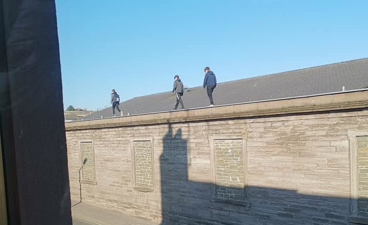 Kids on the roof in Brechin