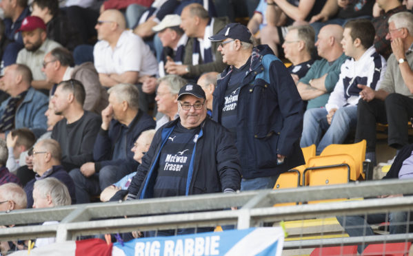 The Dundee fans at McDiarmid Park
