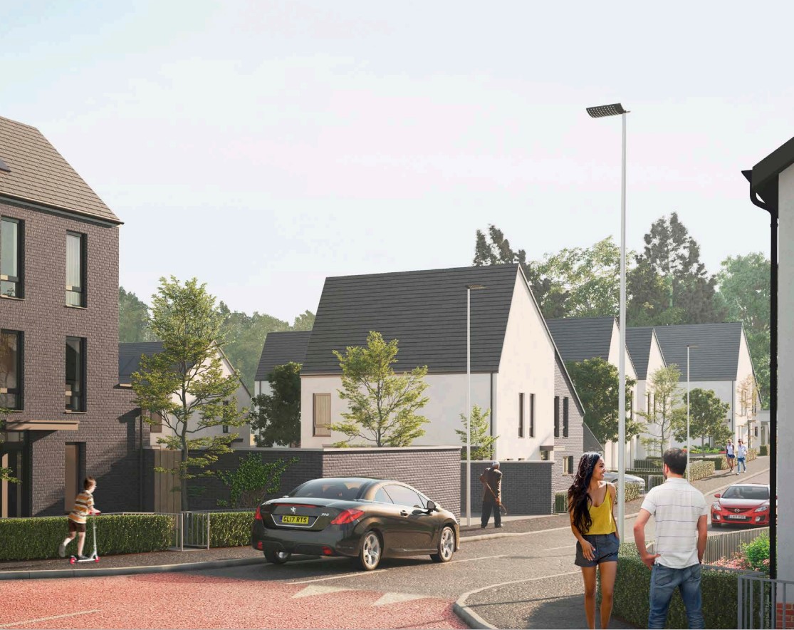 An artists impression of how the completed development will look.