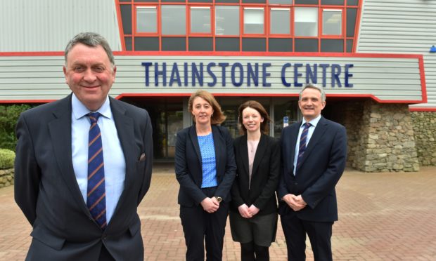 Pictured outside the Thainstone Centre are, from left: Pete Watson, Avril McLeod, Nicola Brice and Grant Rogerson.