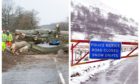The A85 was blocked by a fallen tree, while the snow gates were also shut at Glenshee.