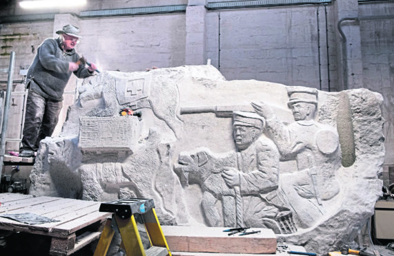 Bruce at work on the sculpture