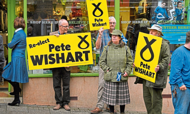 SNP campaigners in Blairgowrie in 2017.
