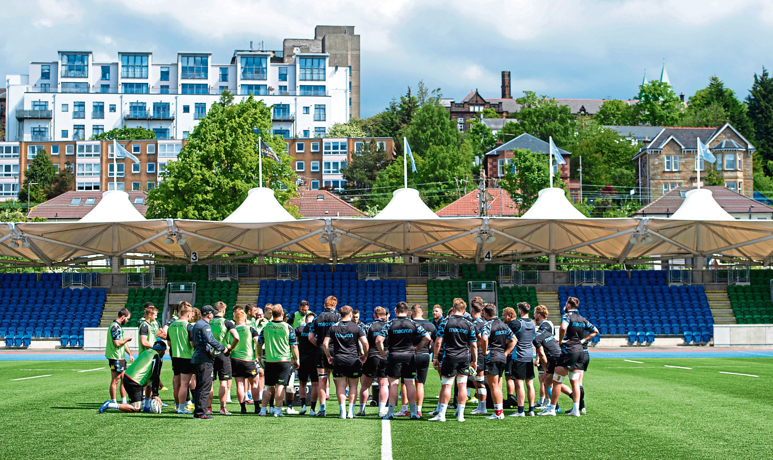 The Glasgow Warriors, in training this week in advance of Saturday's PRO14 final at Celtic Park.