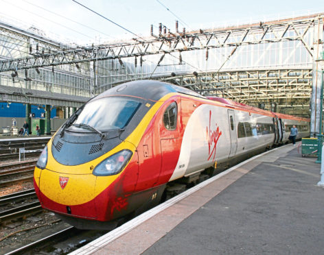 A Virgin train at Glasgow Central Station.