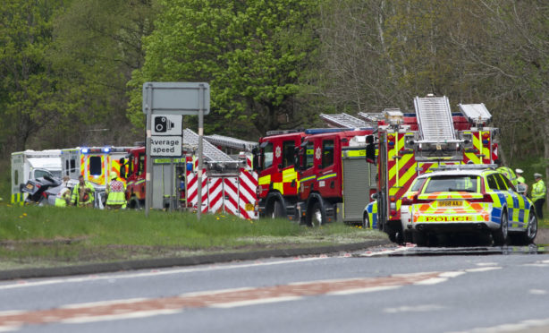 Sunday's crash scene on the A9 between Ballinluig and Dunkeld.