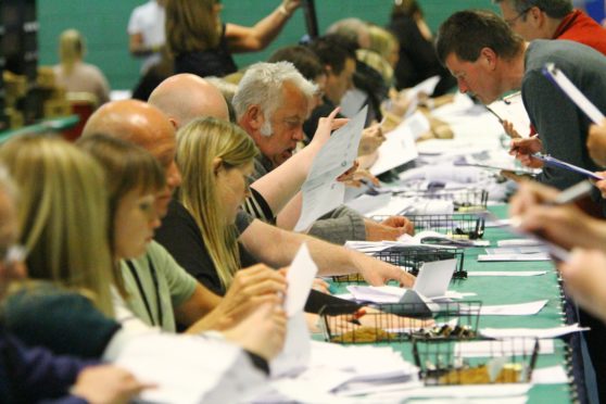The European Election count underway at Fintry Primary School.