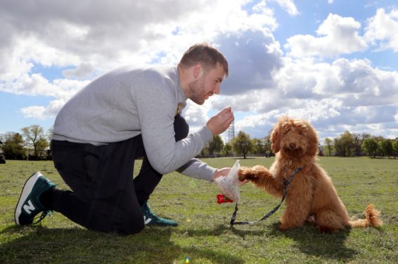 The dog training class at Stobfest was very popular with Mike Dunn and his dog Woody.