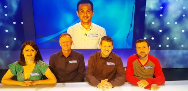 Marie Penman, Alan Penman, Andrew Storey and Andrew Young, with Patrick Penman on the screen.