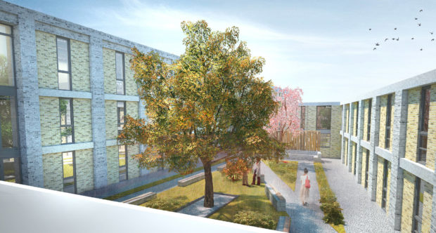 An artist's impression of how the courtyard of the new care home will look.