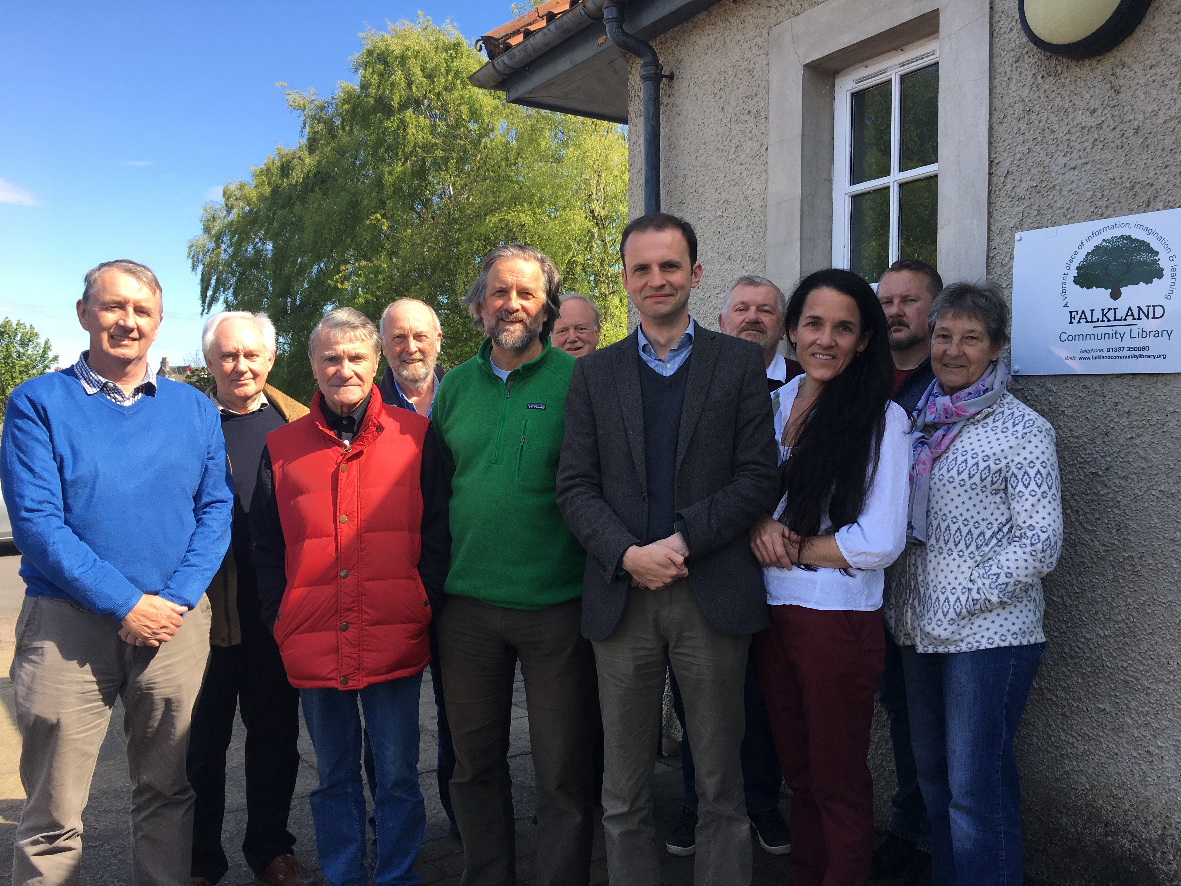 Stephen Gethins MP, fifth from right, is pictured with Falkland residents and Springfield Homes’ land and planning manager Jim Ravey, left.