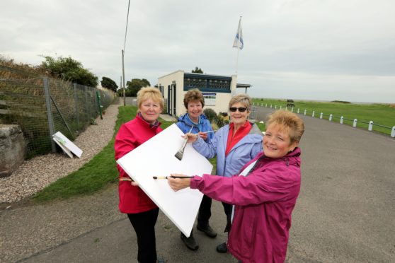 Wendy Murray, Gail Gilbert, Marjorie Smart and Irene Donaldson got their brushes out after the theft