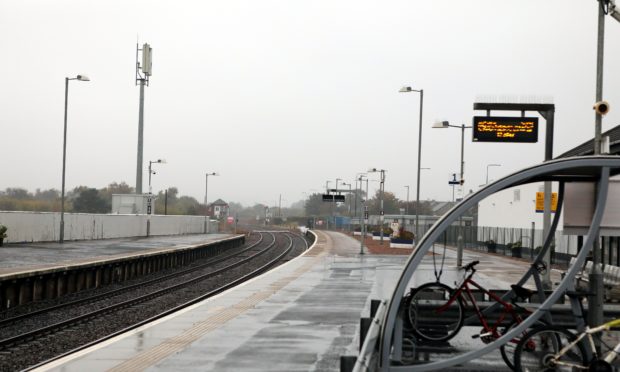 Courier Angus news CR0004113   G Jennings pics, a quiet Montrose rail station because of the train derailment near Stonehaven, thursday 11th october.