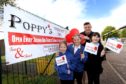 Cerys Barclay (11) , Caitlin Robertson (10) and Alex Duncan (11) from Borrowfield Primary School with organiser Ally Hutchison