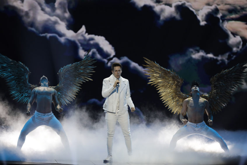Roko of Croatia performs during the 2019 Eurovision Song Contest second semi-final rehearsal.