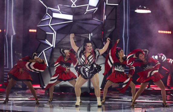 Former Eurovision winner Netta Barzilai performing before the 2019 Eurovision Song Contest semi-final.