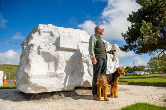 Jim Collins with Airedale Terrier Penny,