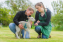 Helen Poole, farm shop helper and lambing assistant, and Claire Pollock with one of the orphaned lambs.