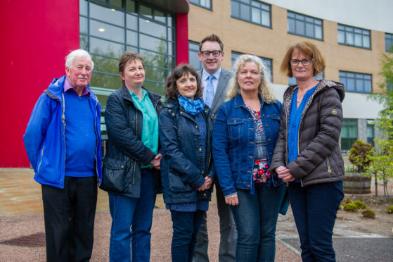 The Friends of Grove Academy who discussed the unveiling ceremony - l to r -  John Hamilton, Karen O'Rourke, Elaine McKeown, John Anderson (Principal Teacher of History), Pamela Stewart and Julie Lynch
