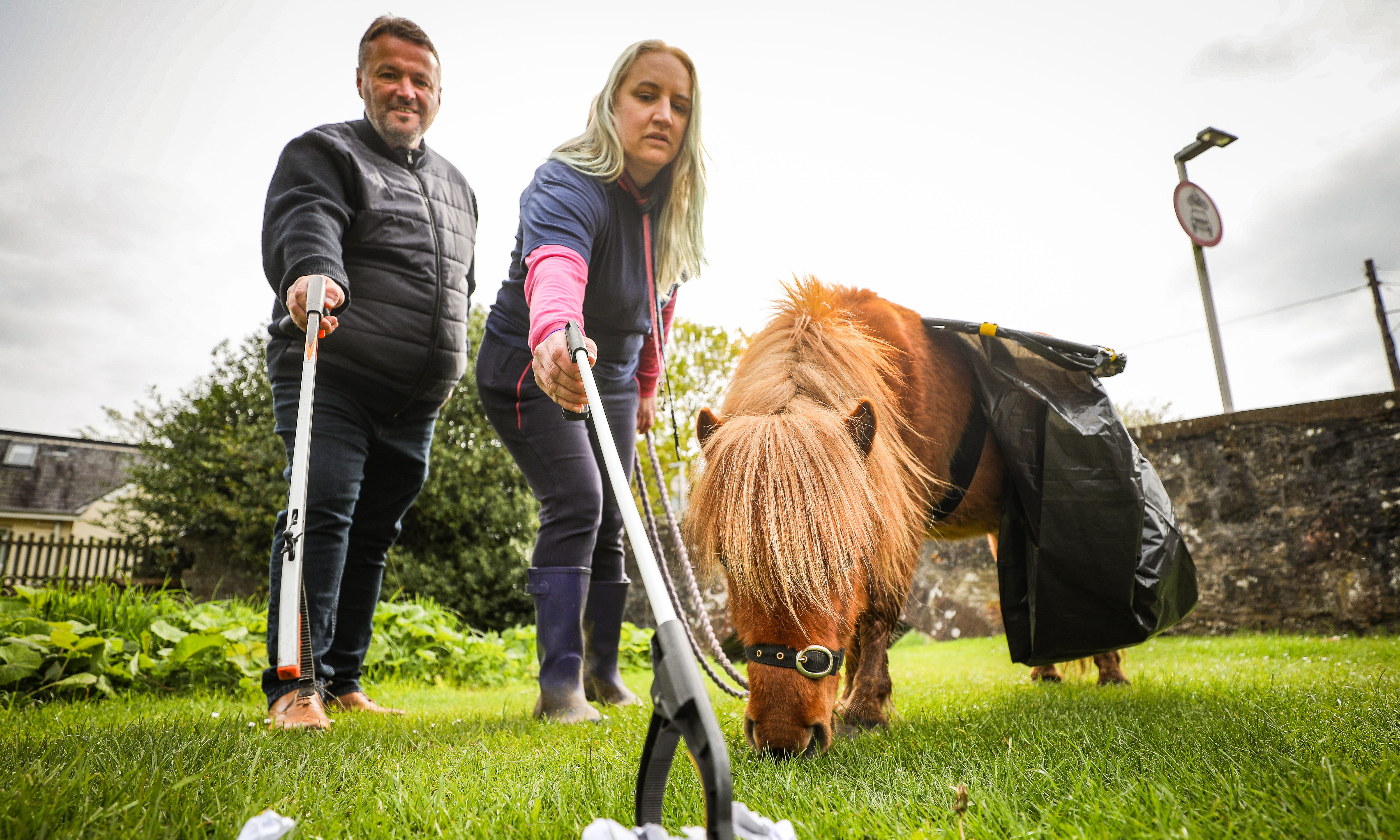 Sarah Harrison and Ralph Coutts with Glen the Shetland Pony at St Vigeans.