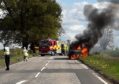 The van caught fire at around 11.15am on Saturday.