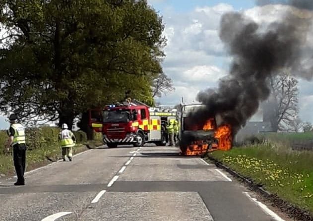 The van caught fire at around 11.15am on Saturday.