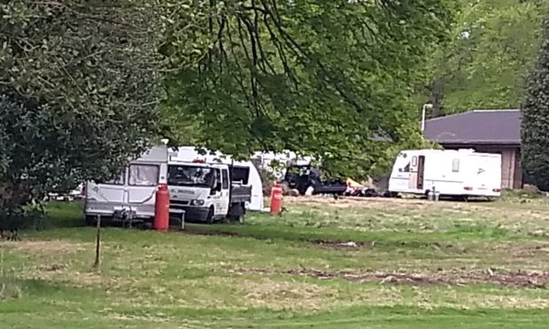 Caravans at the Murray Royal hospital site in Perth