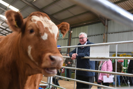 Fergus Ewing at the beef event at North Bethelnie Farm, Oldmeldrum.