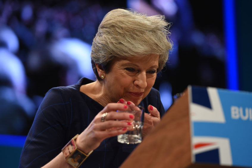 File photo dated 04/10/2017 of Prime Minister Theresa May delivers her keynote speech at the Conservative Party Conference at the Manchester Central Convention Complex in Manchester.  The Prime Minister is expected to announce details later today of her timetable for leaving Downing Street.