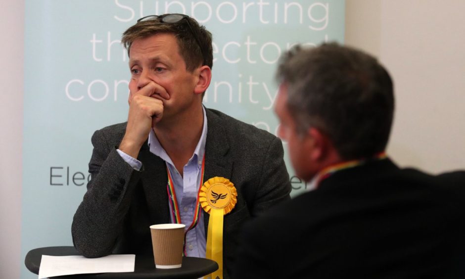 Liberal Democrat candidate John Edward during the European Parliamentary elections count at the City Chambers in Edinburgh.