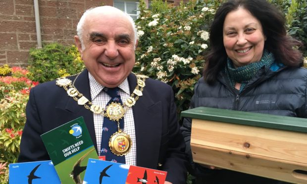 Tayside Biodiversity Partnership co-ordinator Catherine Lloyd and Angus Provost Ronnie Proctor