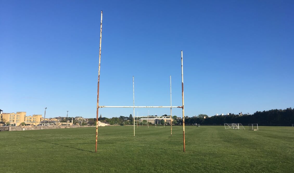 The rugby posts in Station Park