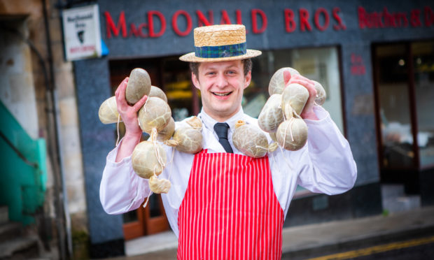 Butcher Alastair Ross at MacDonald Brothers Butchers.